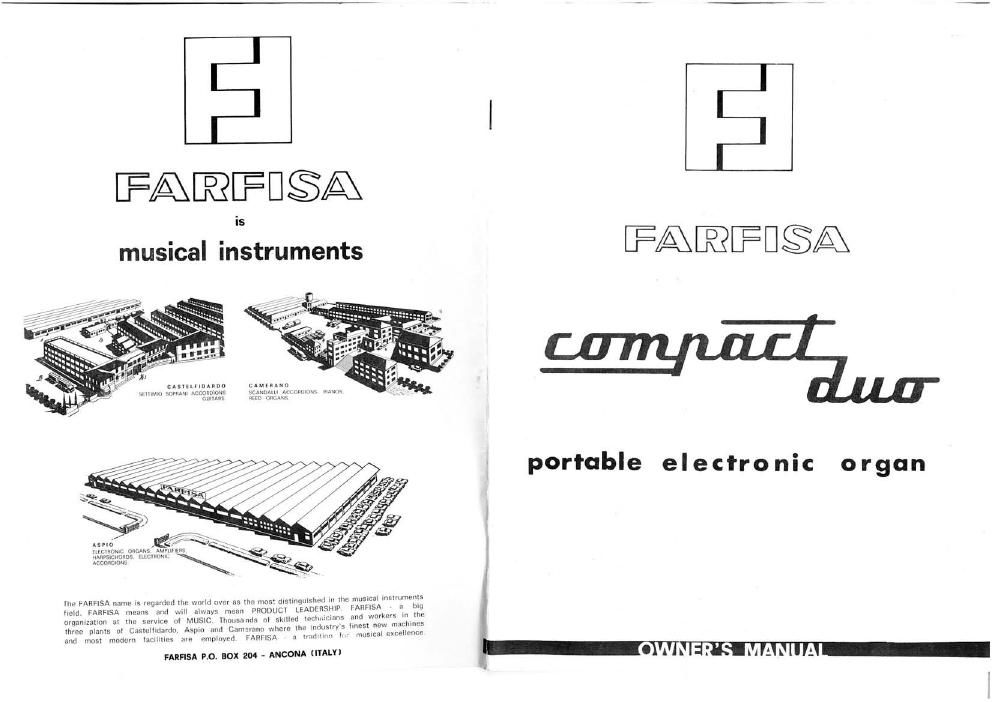 Farfisa Compact Duo Owners Manual