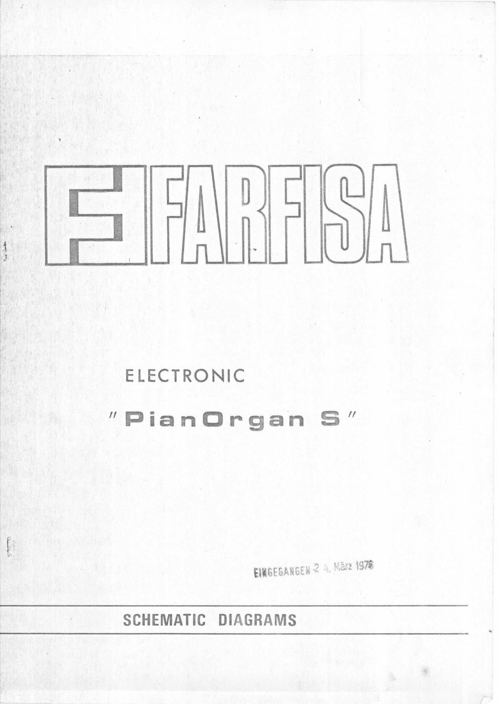 Farfisa PianOrgan S Service Manual