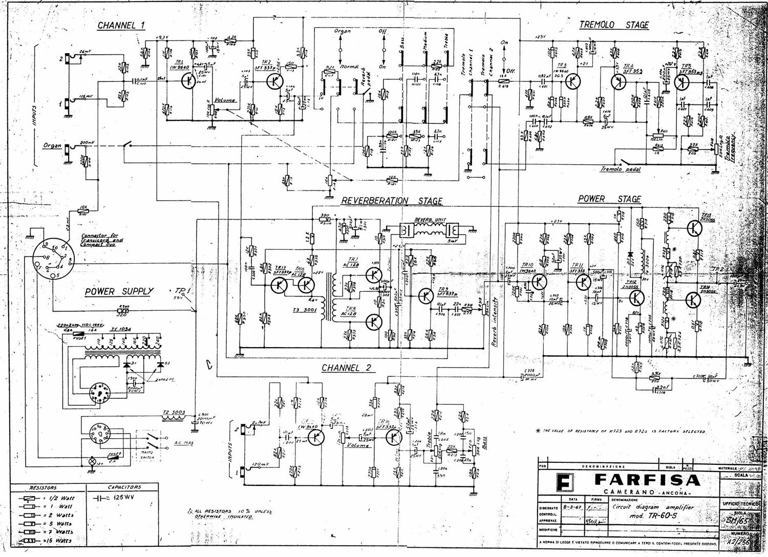 Farfisa TR 60 Schematics