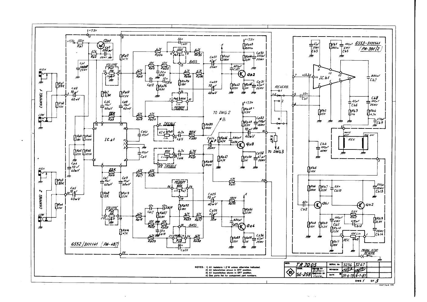 Farfisa TR 70 0S Schematics