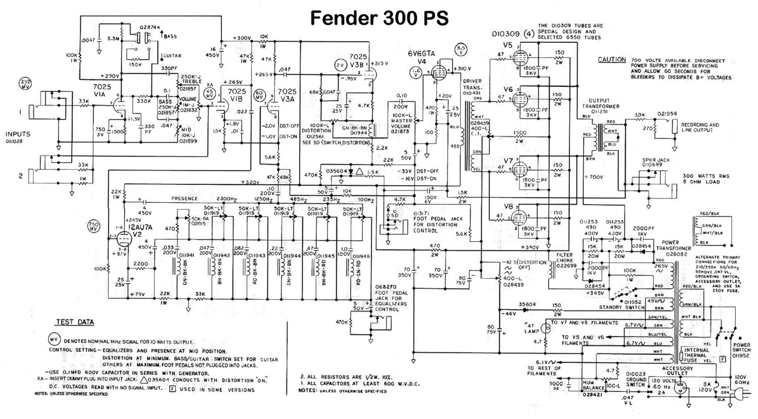 fender 300 PS schematic