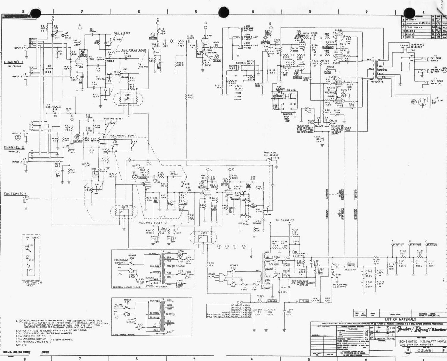 fender 86 redknob dual showman schematic