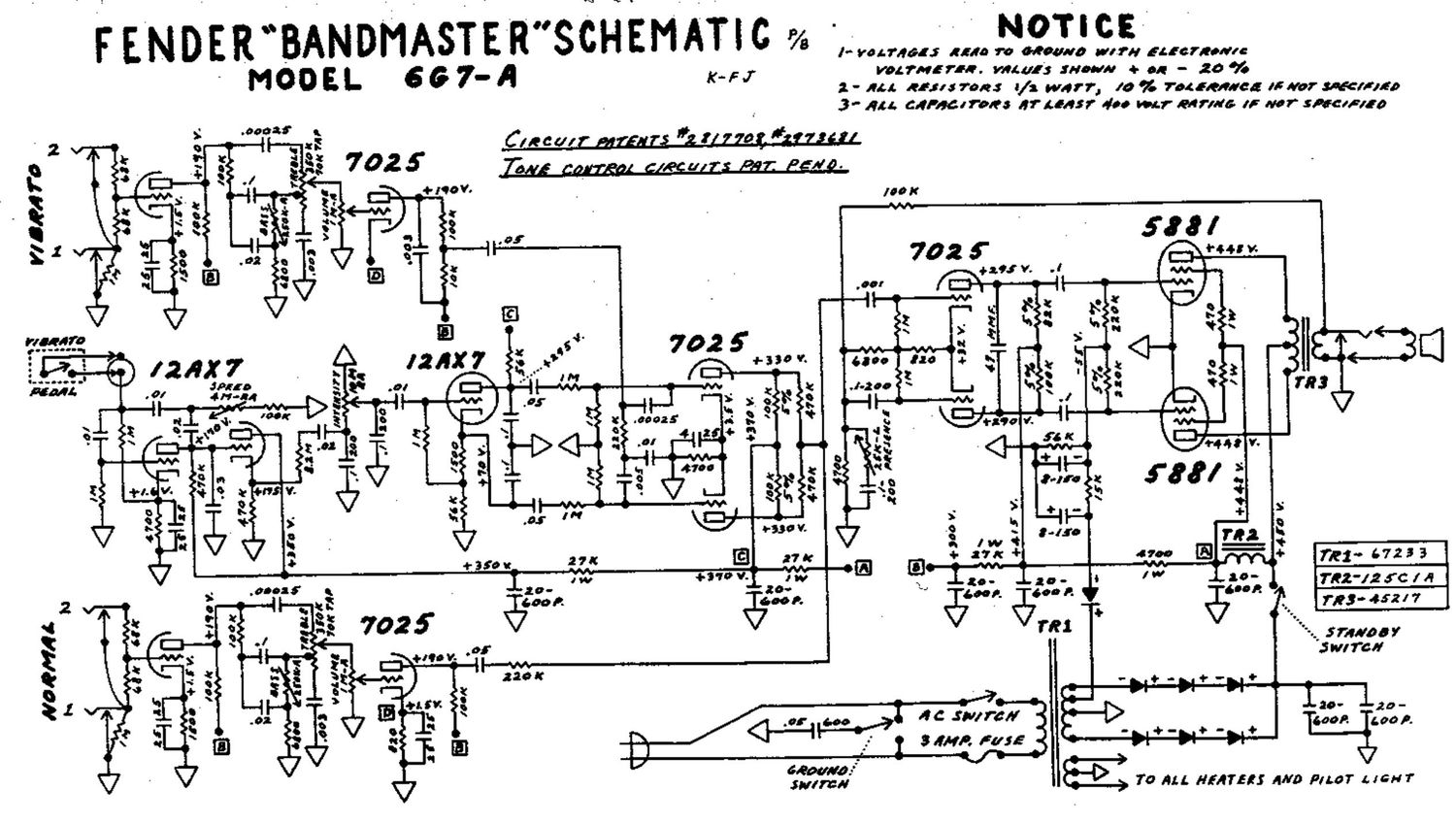 fender bandmaster 6g7a schematic