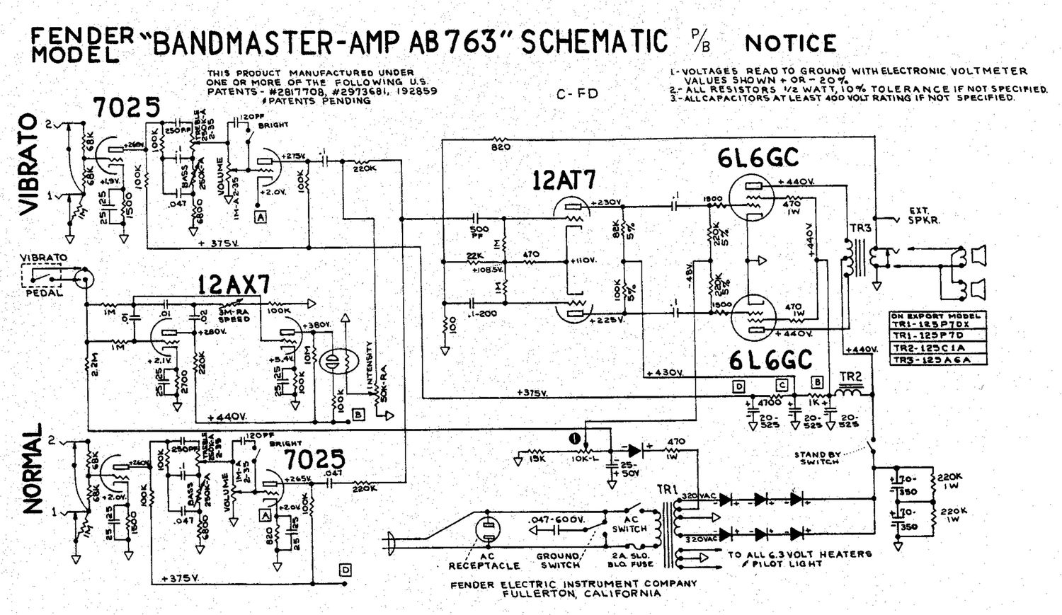 fender bandmaster ab763 schematic