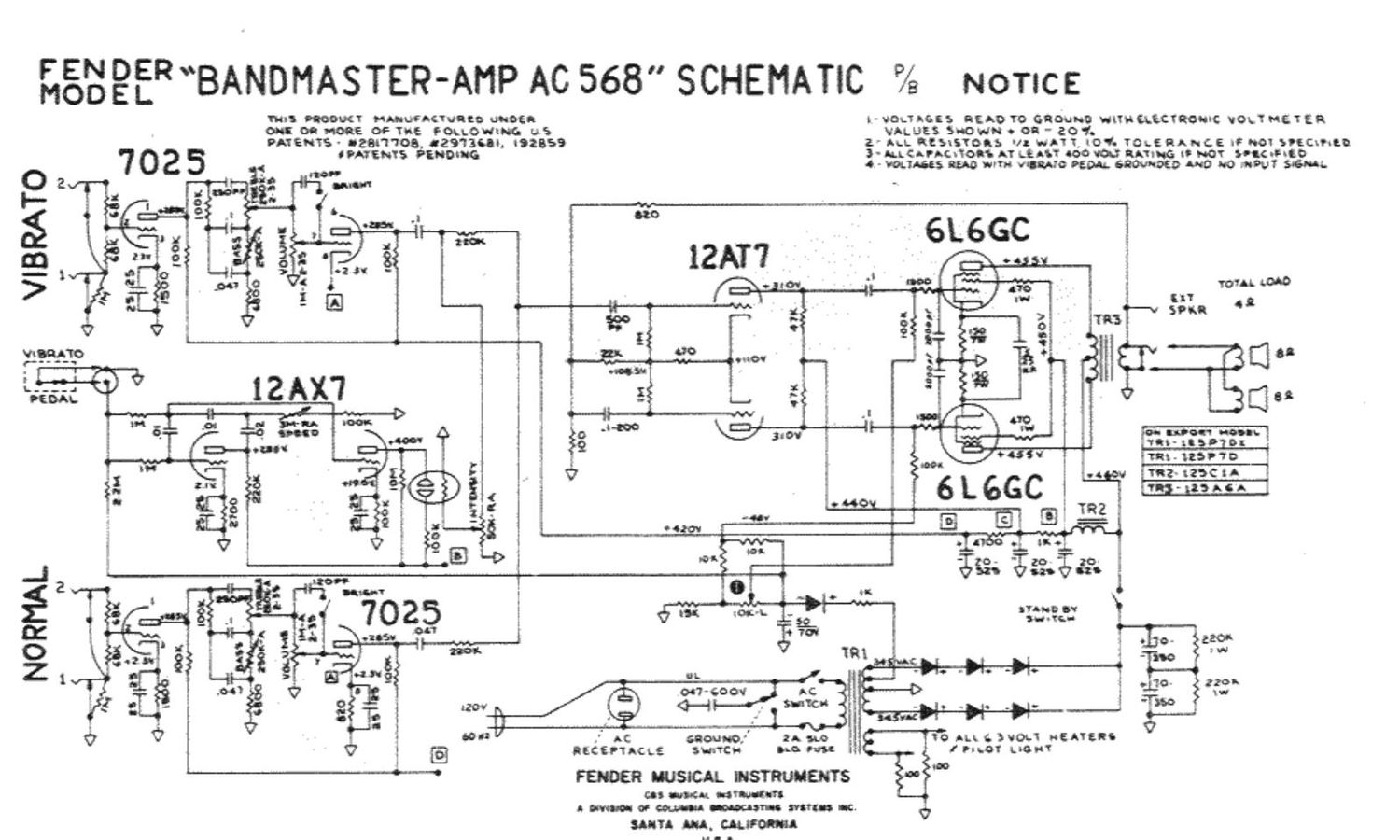 fender bandmaster ac568 schematic