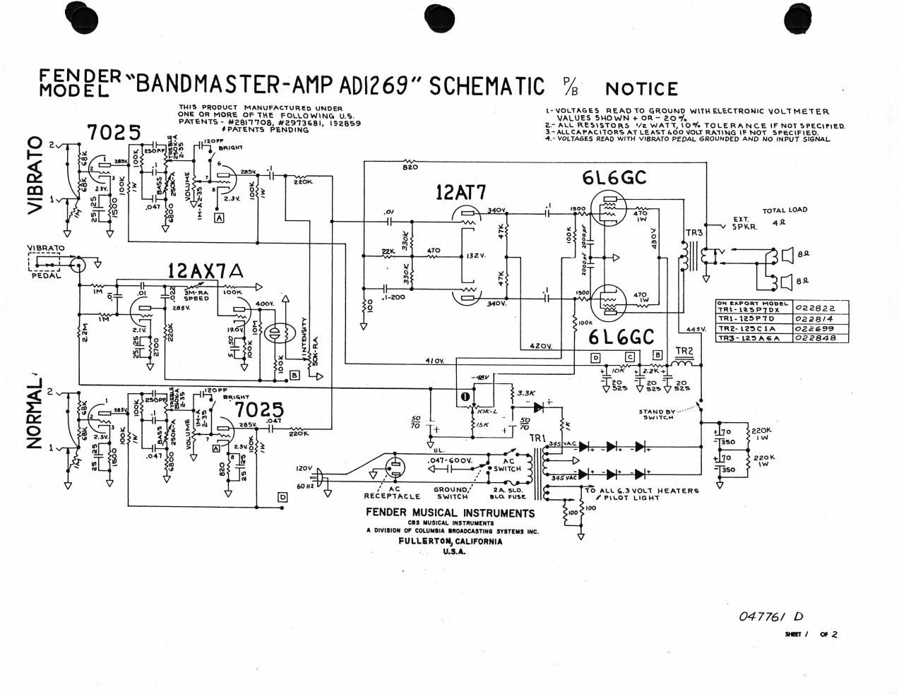 fender bandmaster ad1269 schematic