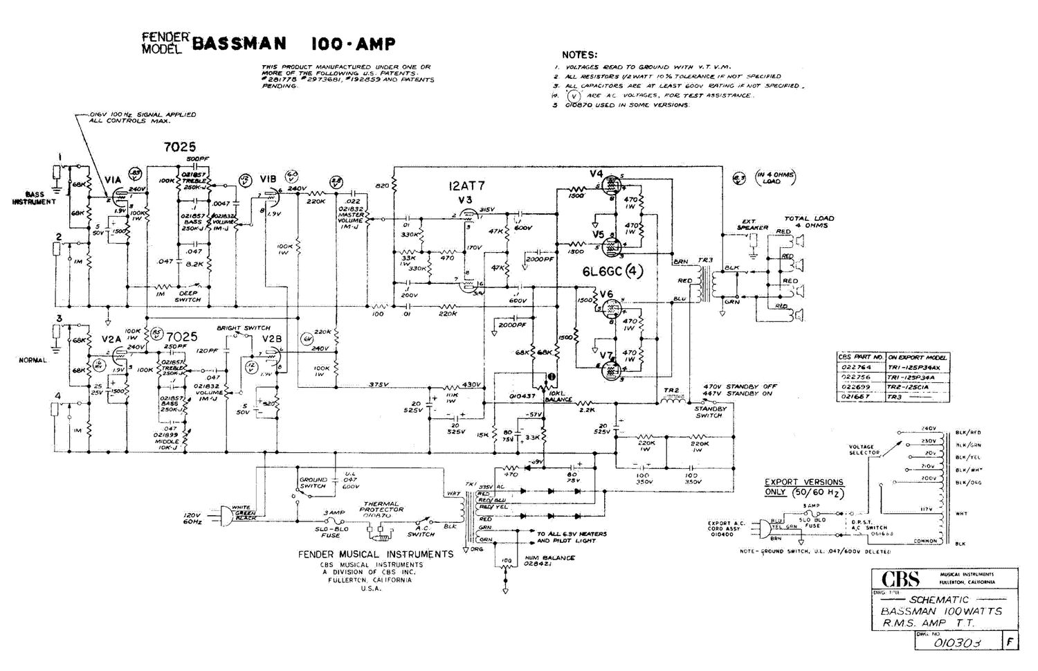 fender bassman 100 schematic