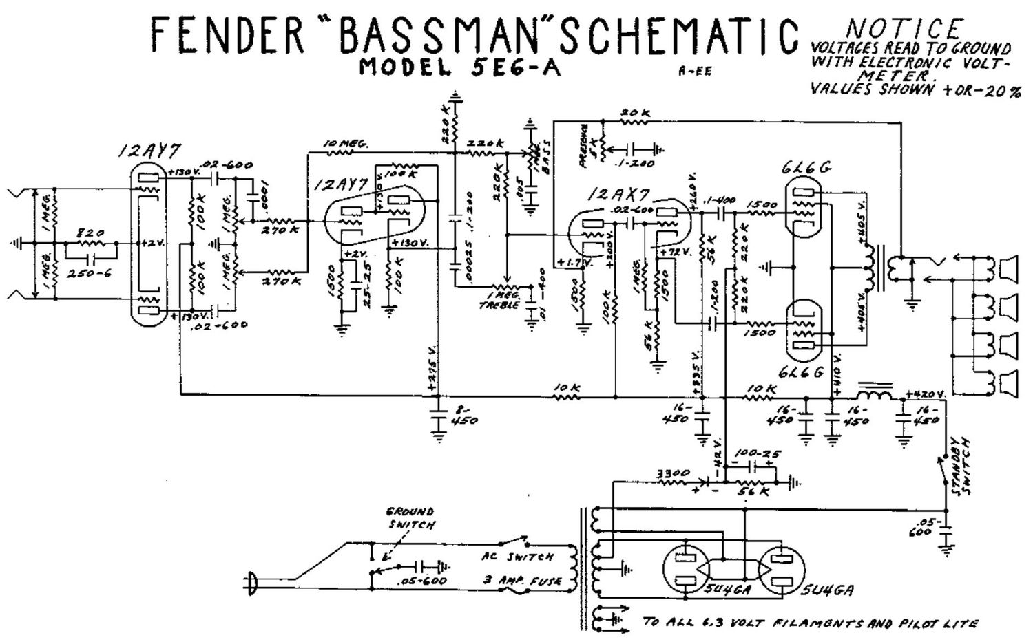 fender bassman 5e6a schematic