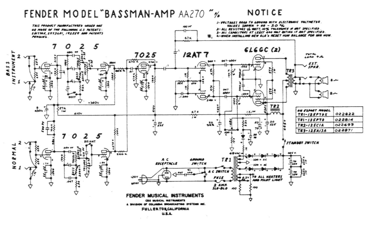 fender bassman aa270 schematic