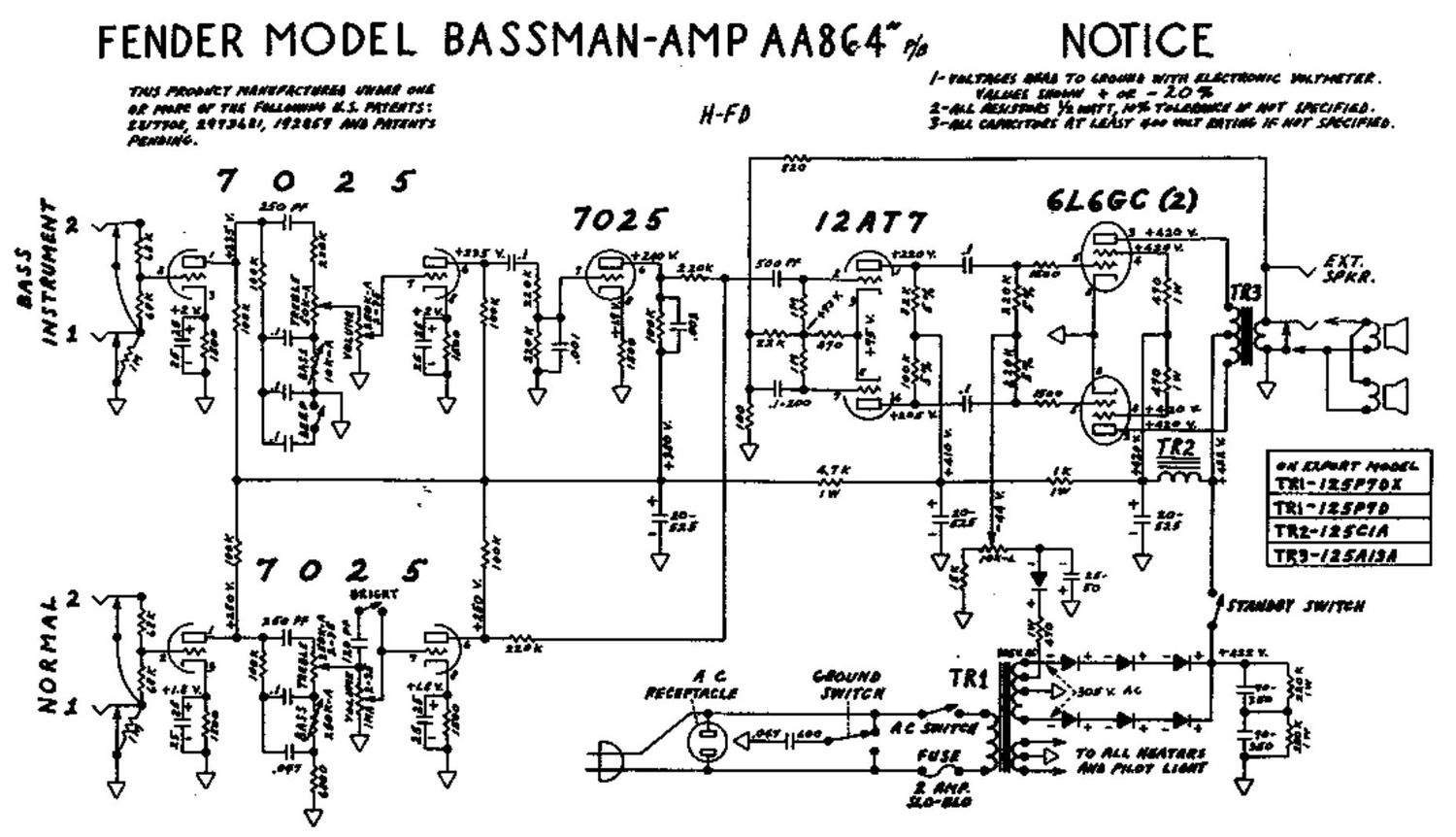 fender bassman aa864 schematic