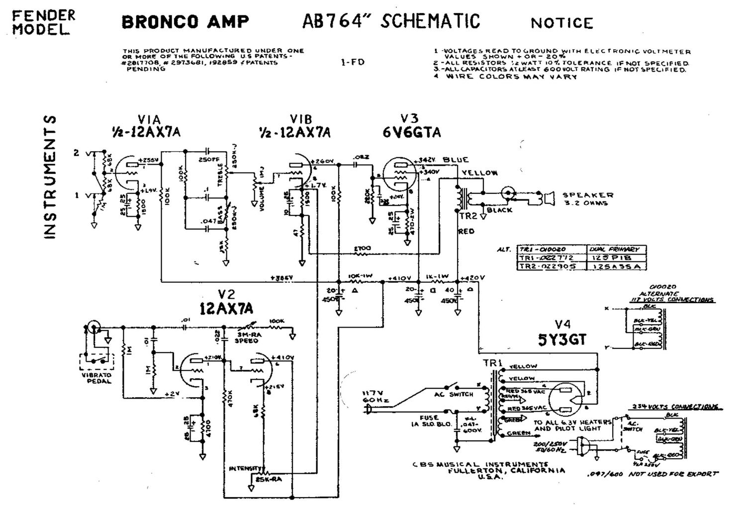 fender bronco ab764 schematic
