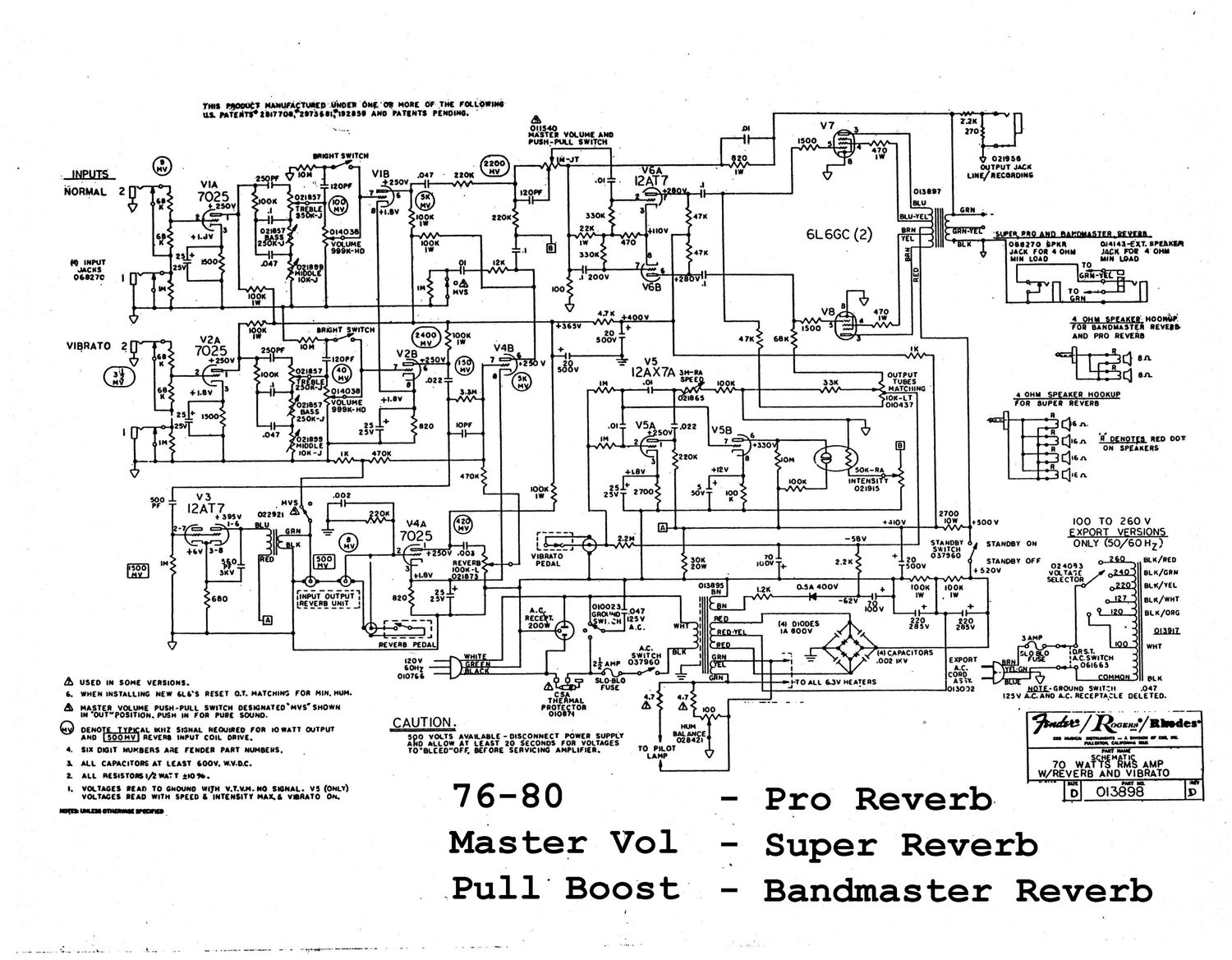 fender cbs 70w mstrvol pullsw super pro bmstr rev