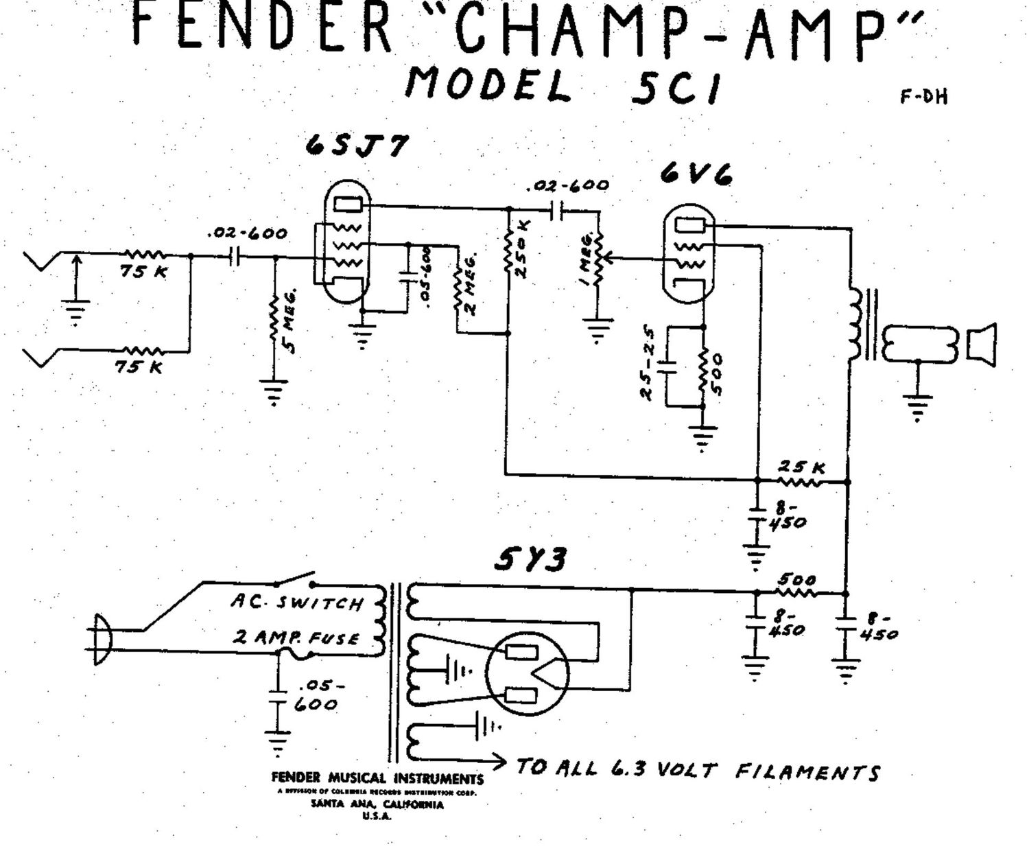 fender champ 5c1 schematic