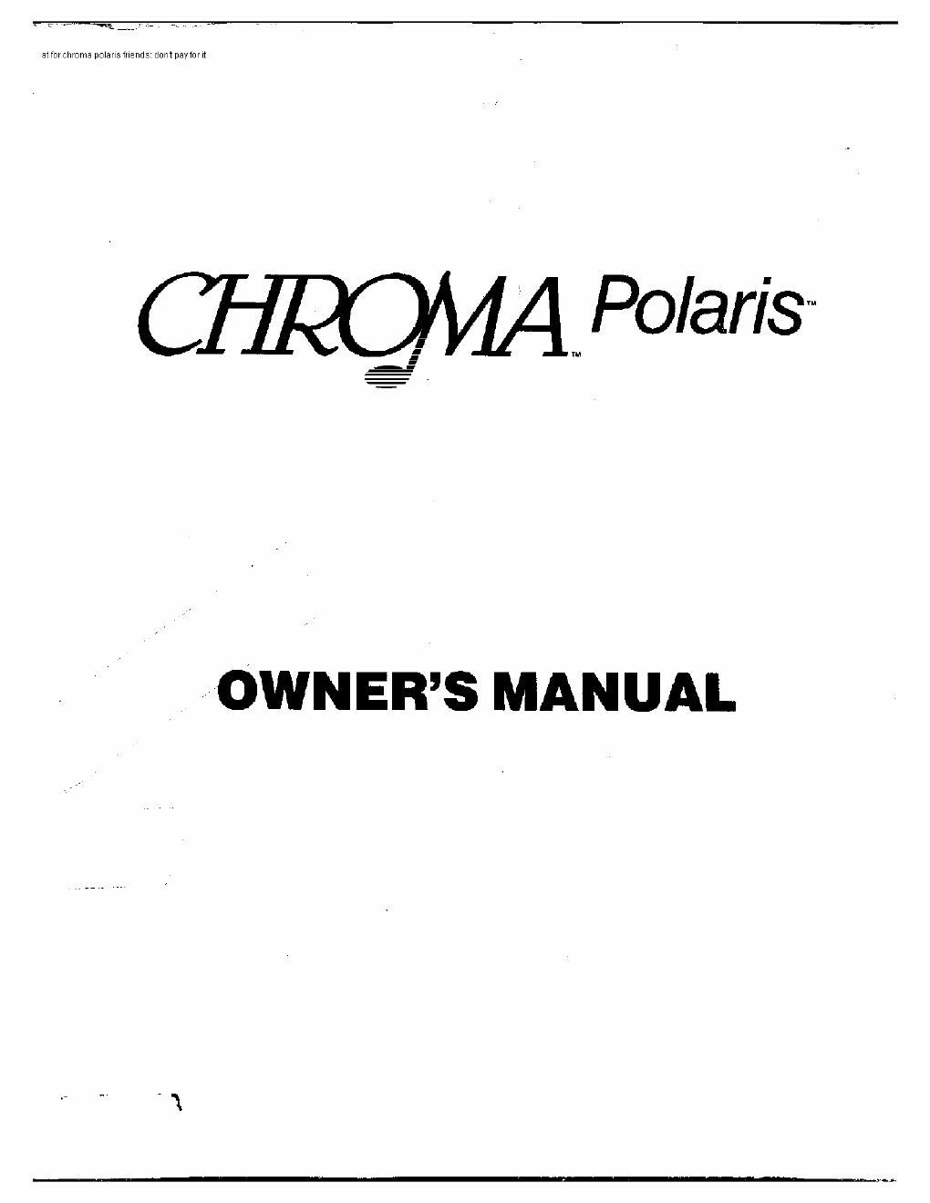 fender chroma polaris owners manual