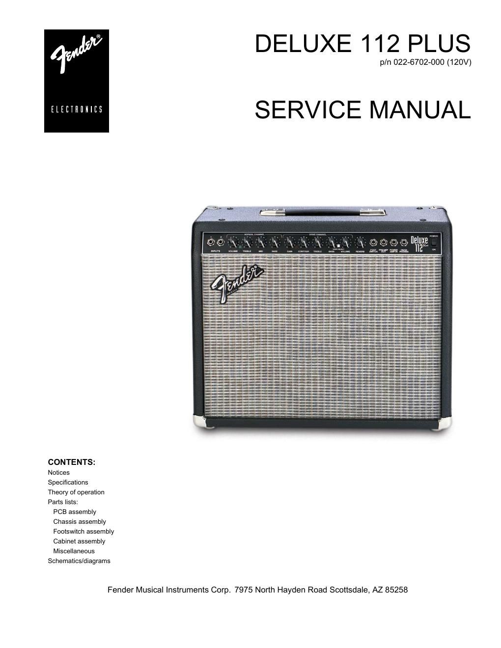 fender deluxe 112 plus service manual