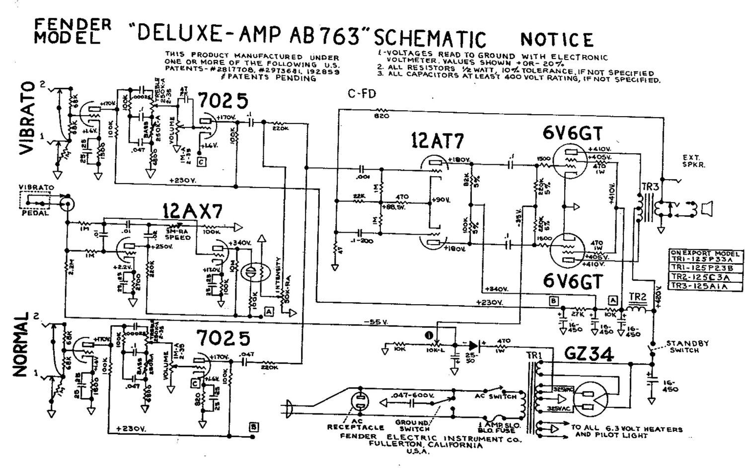 fender deluxe ab763 schematic