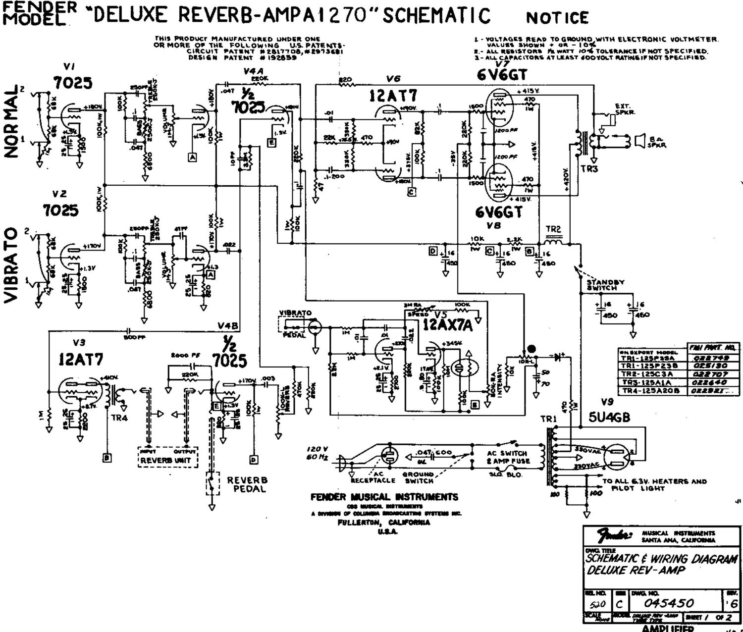 fender deluxe reverb a1270 schematic