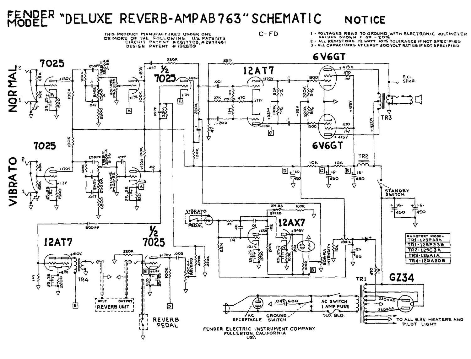fender deluxe reverb ab763 schematic
