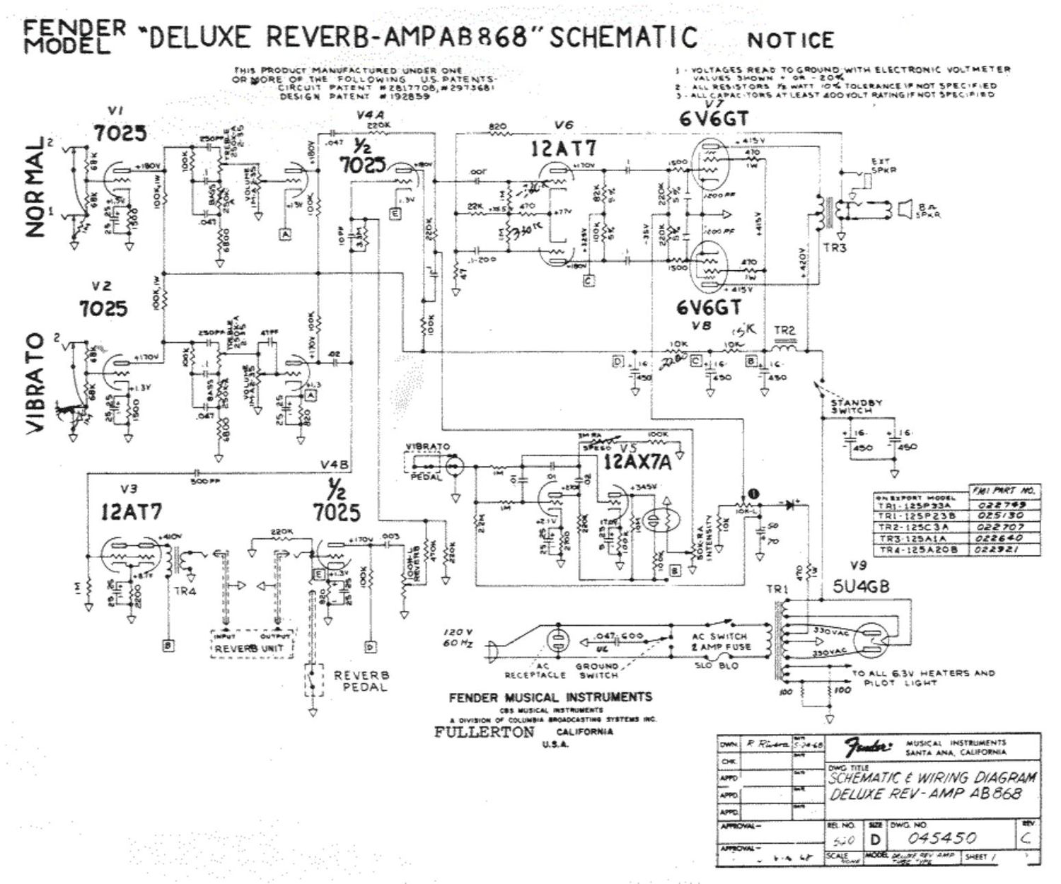 fender deluxe reverb ab868 schematic