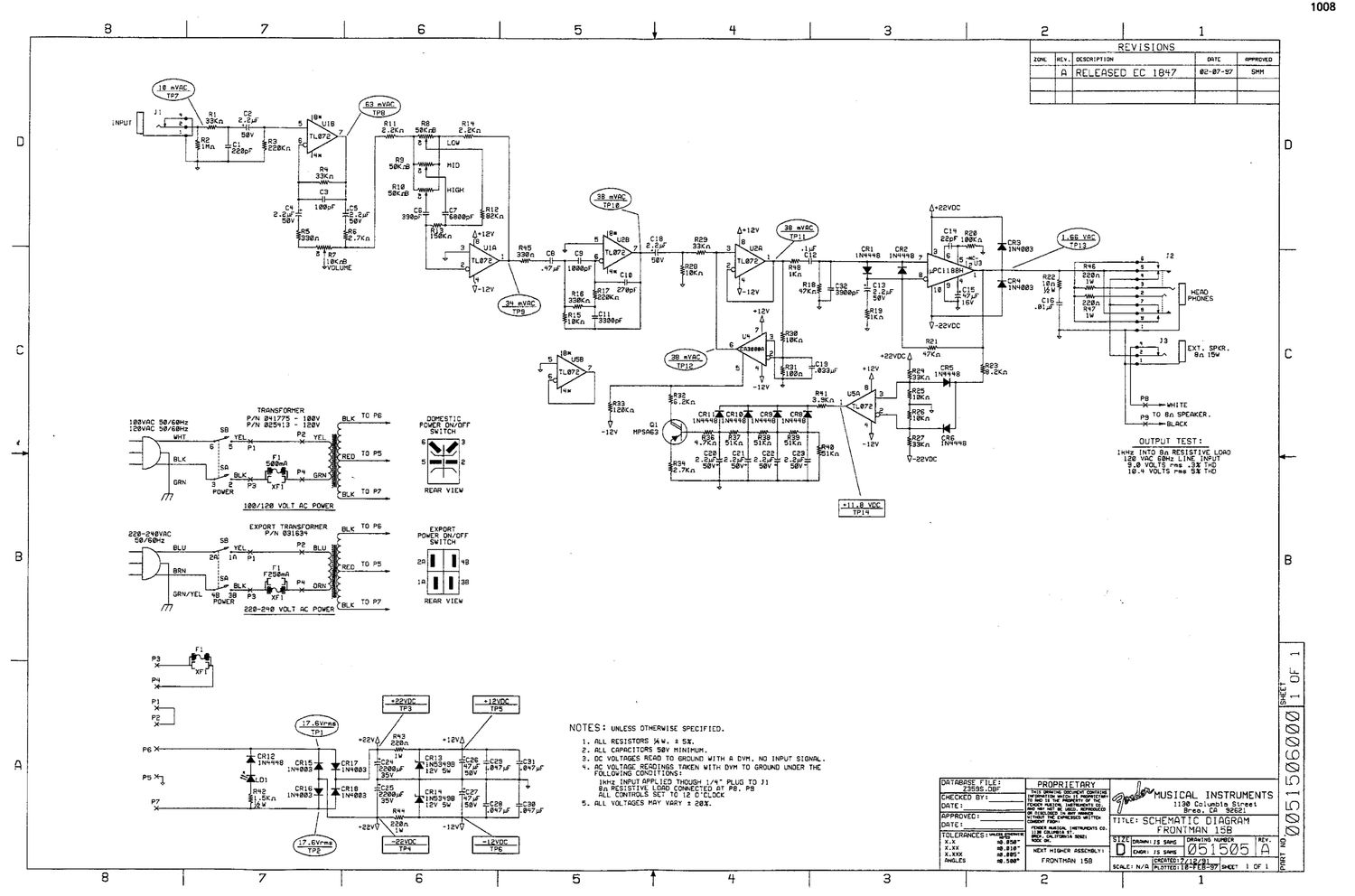 fender frontman 15b guit amp schematic