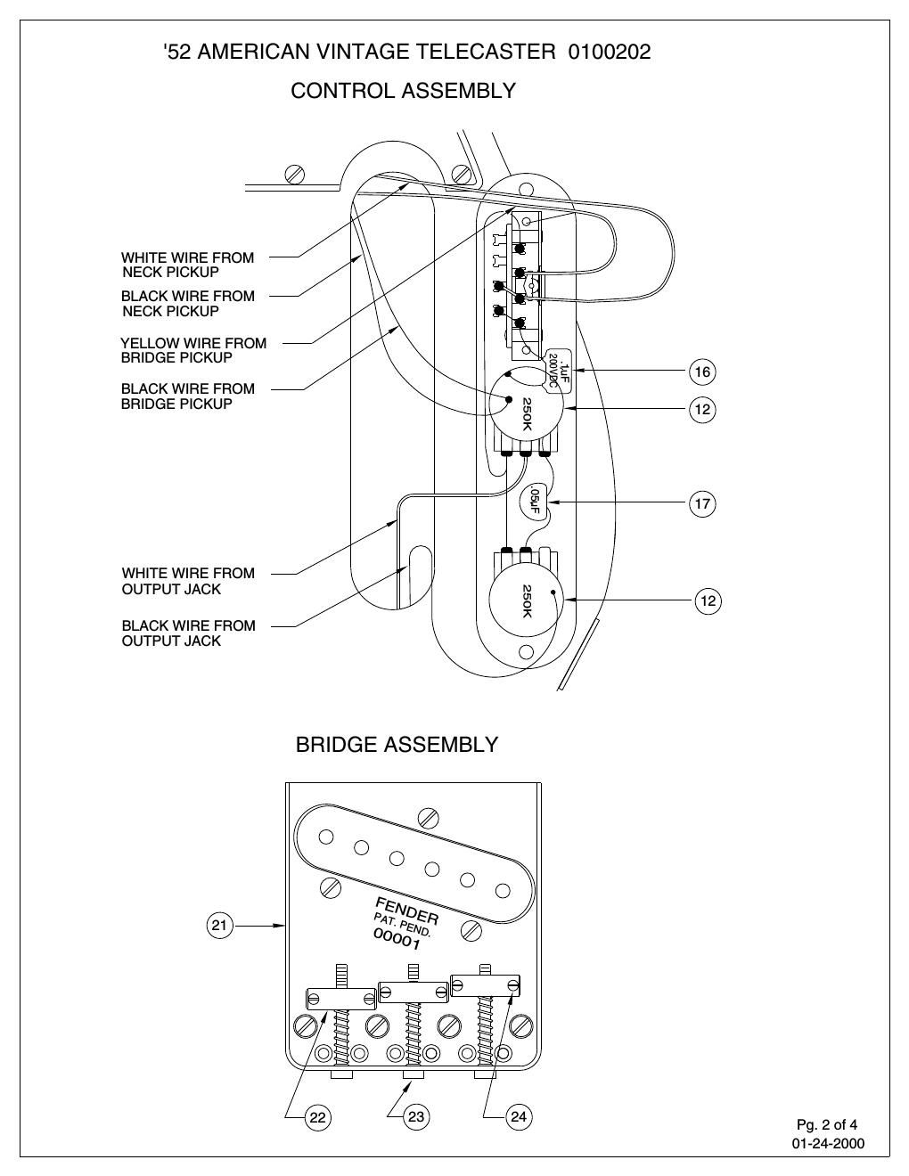 fender 52 telecaster wiring diagram