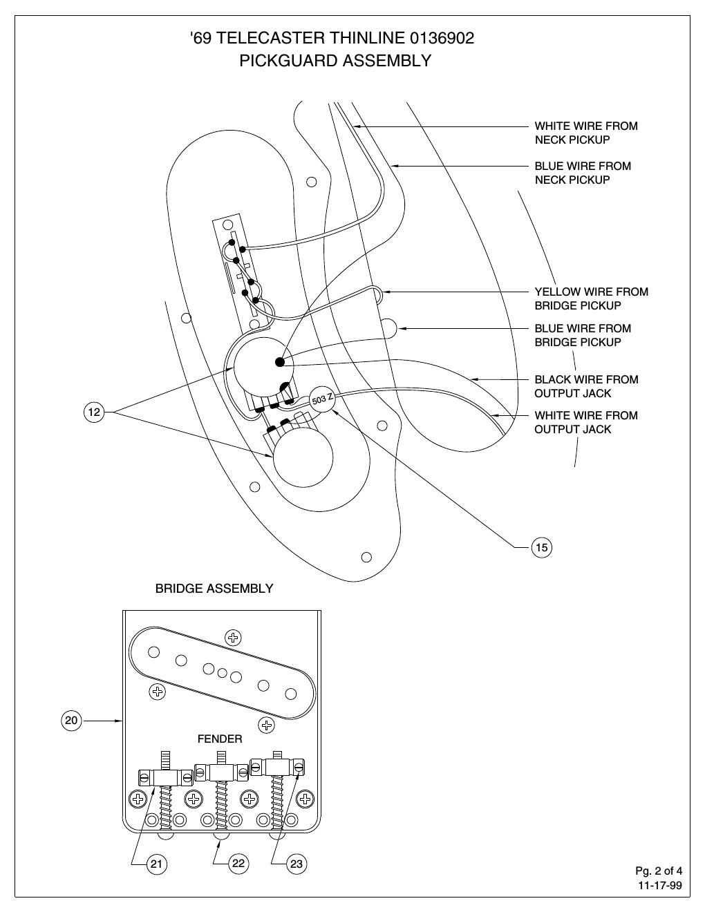 fender 69 tele thinline wiring