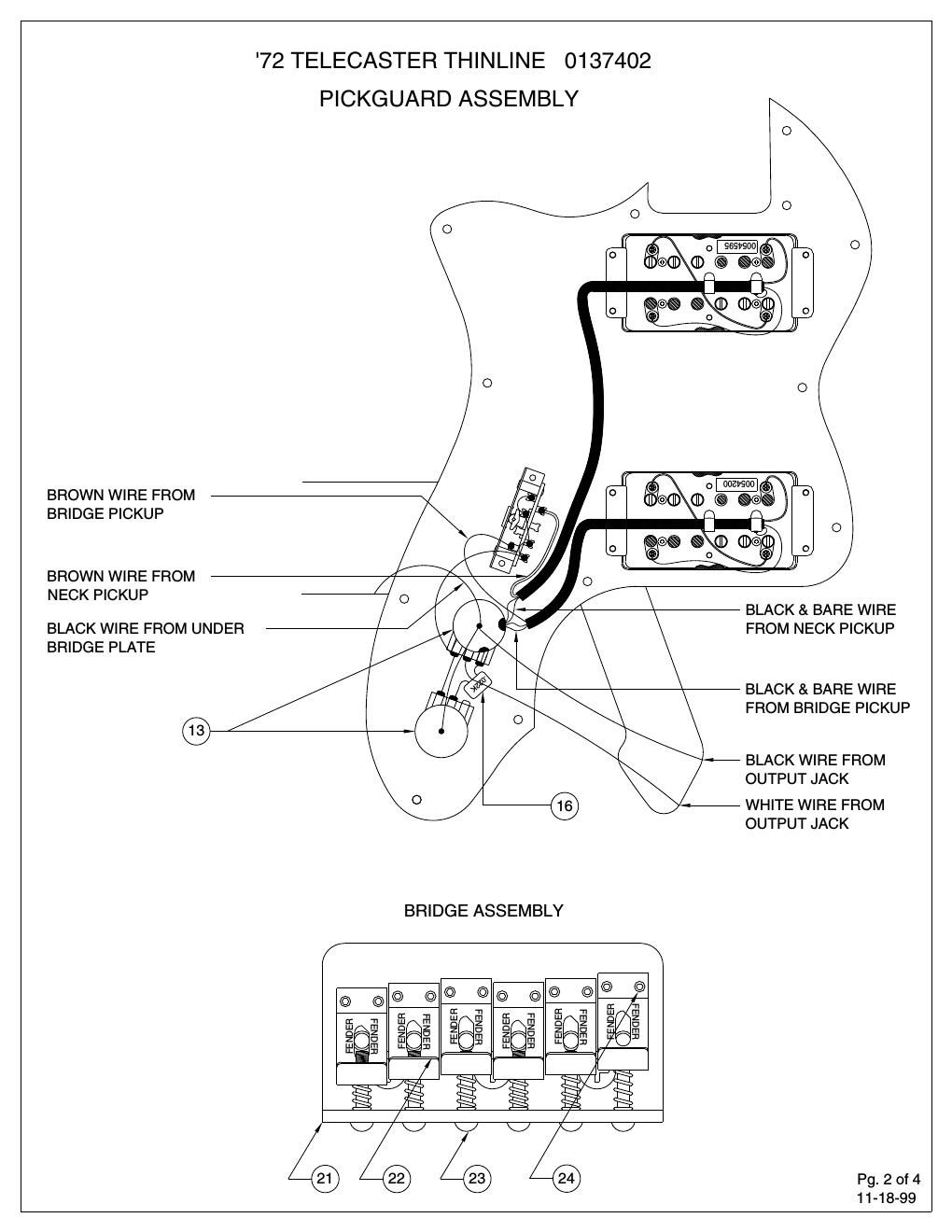 fender 72 tele thinline wiring diagram