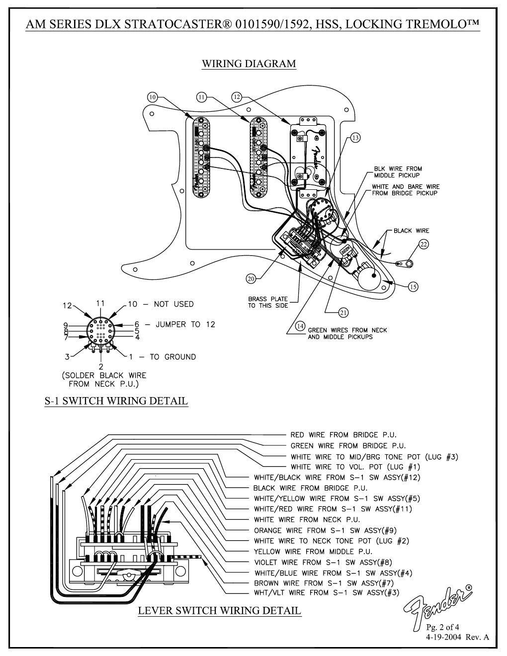 fender american deluxe strat hss wiring diagram