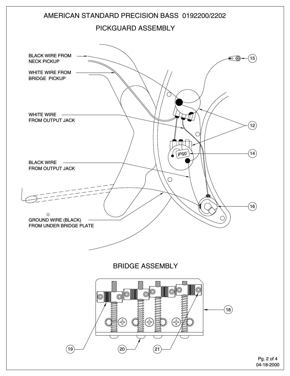 fender precision bass wiring diagram