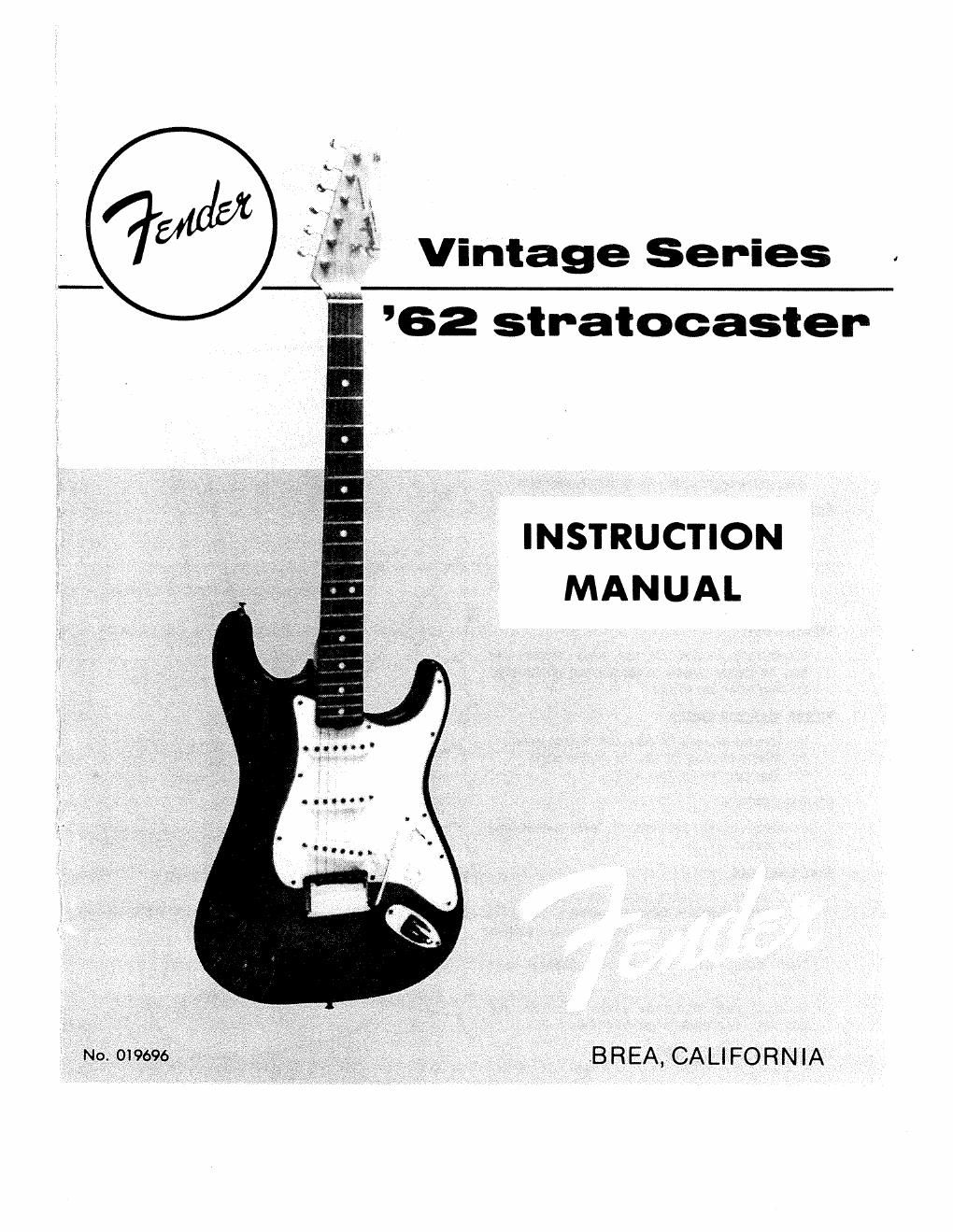 fender re issue 62 stratocaster owners manual