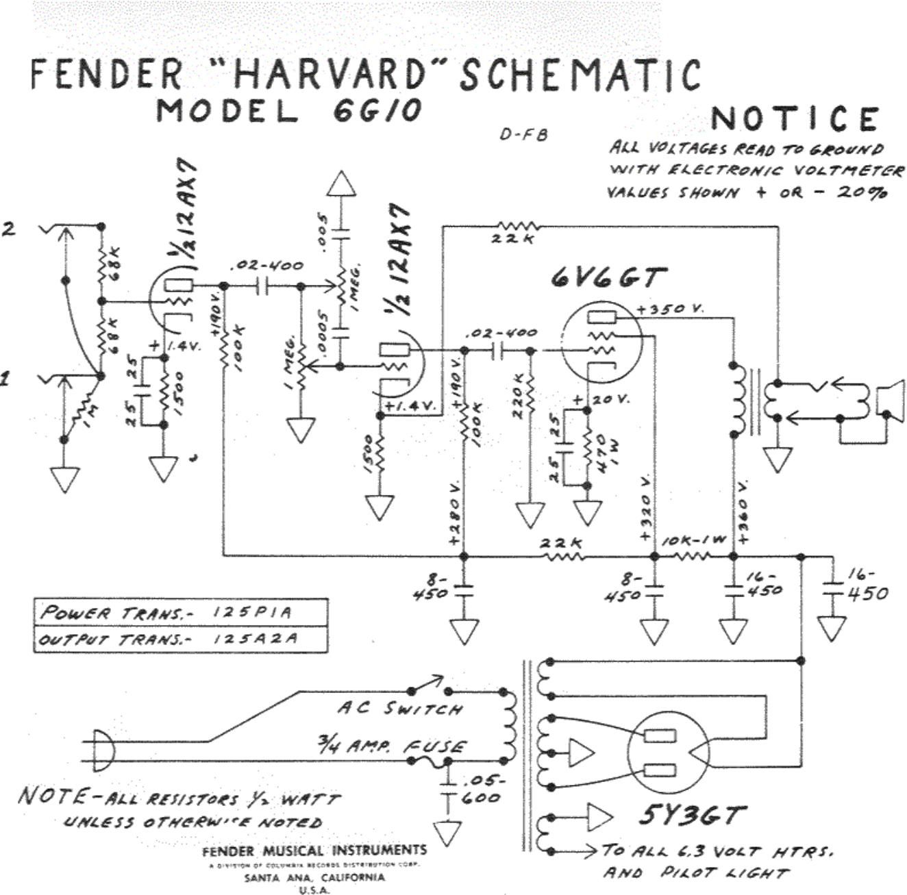 fender harvard 6g10 schematic