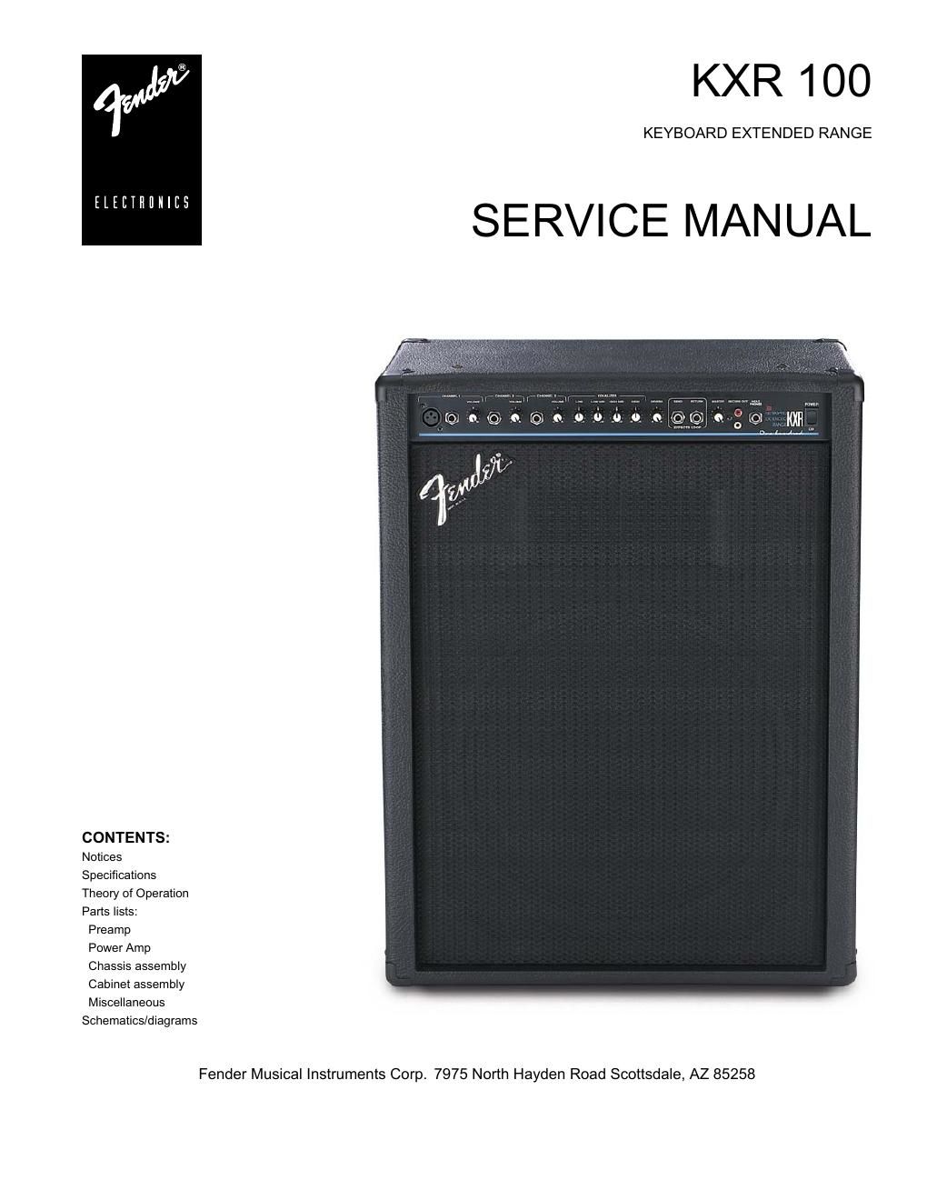 fender kxr 100 service manual