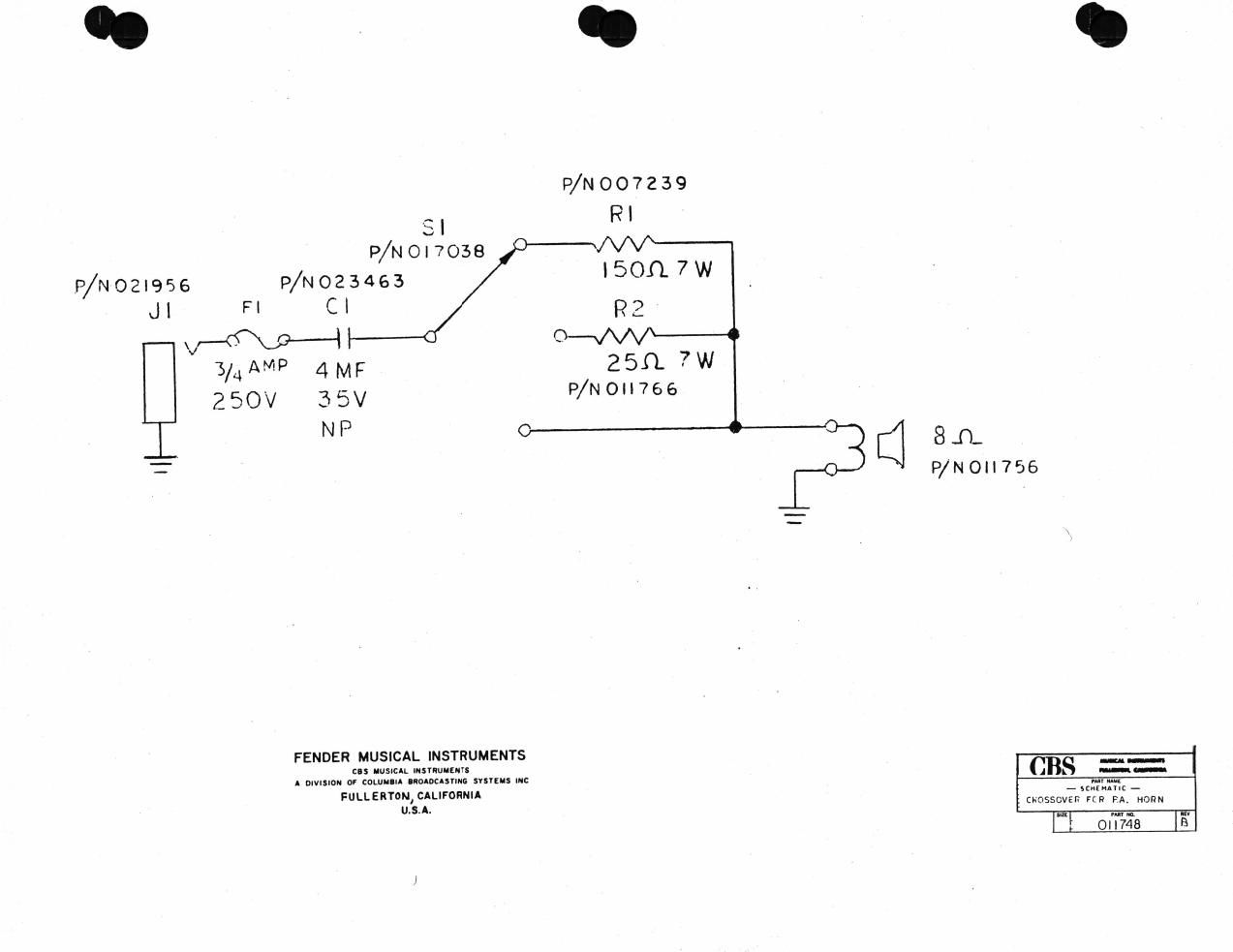 fender pa horn crossover