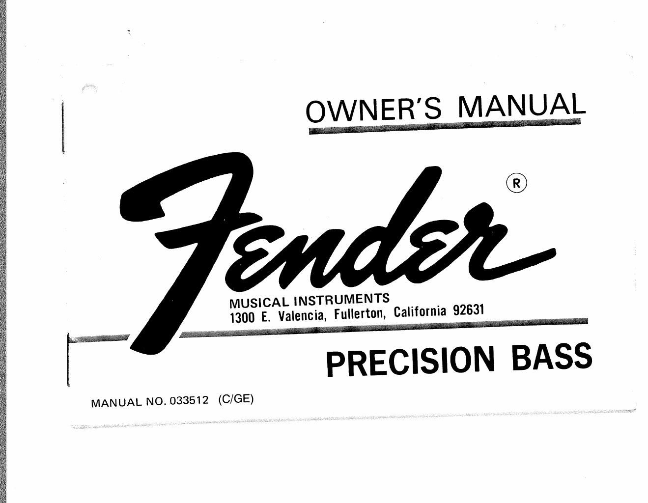 fender precision bass 1975 manual
