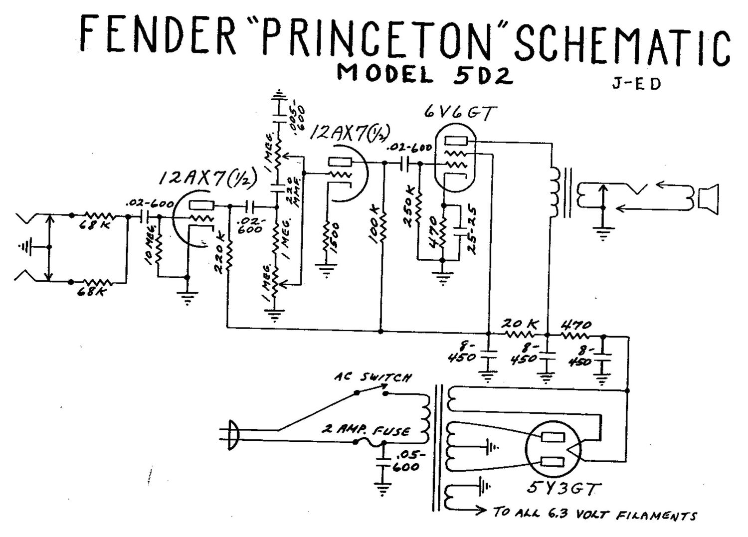 fender princeton 5d2 schematic