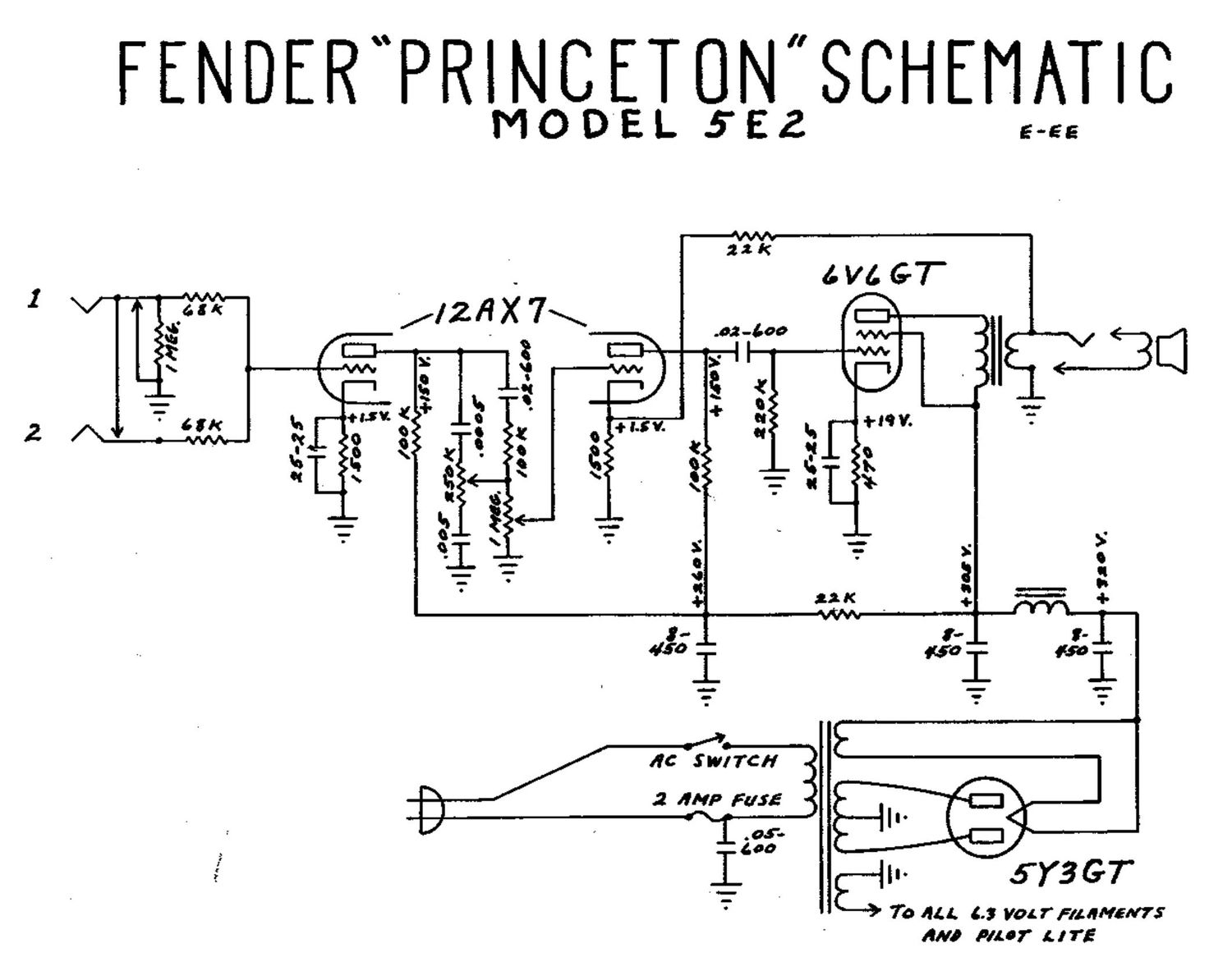 fender princeton 5e2 schematic
