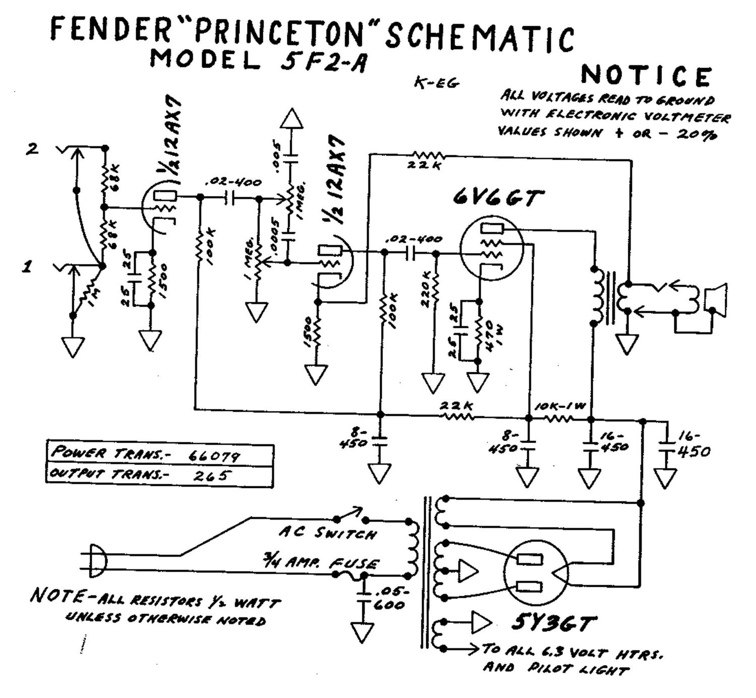 fender princeton 5f2a schematic