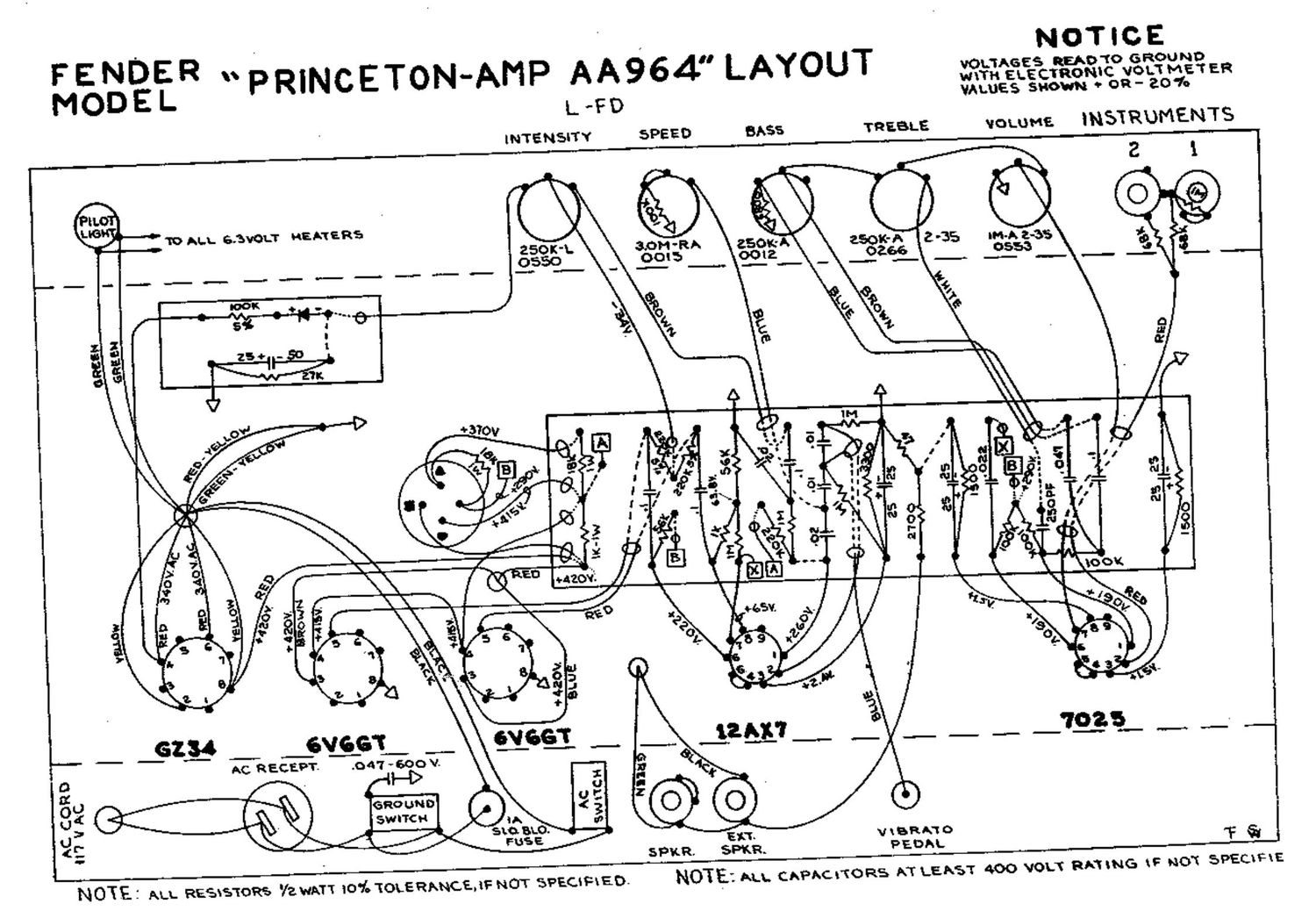 fender princeton aa964 layout schematic