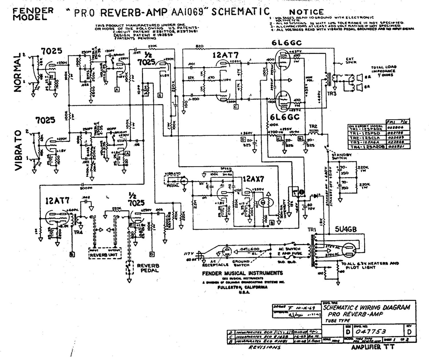 fender pro reverb aa1069 schematic