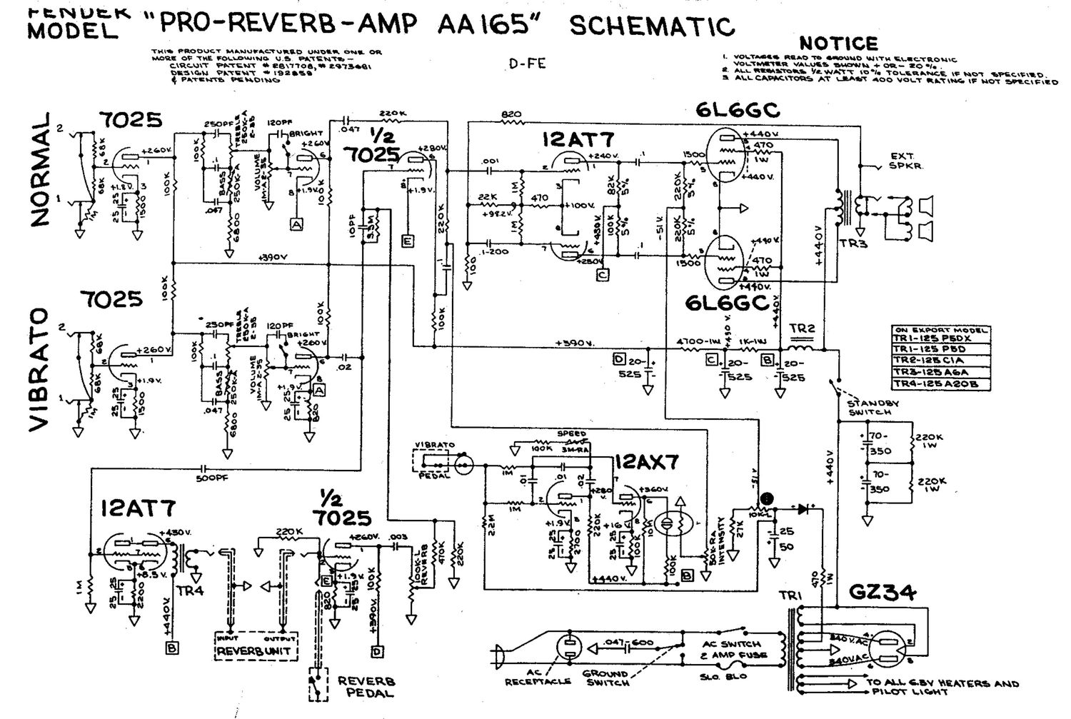 fender pro reverb aa165 schematic