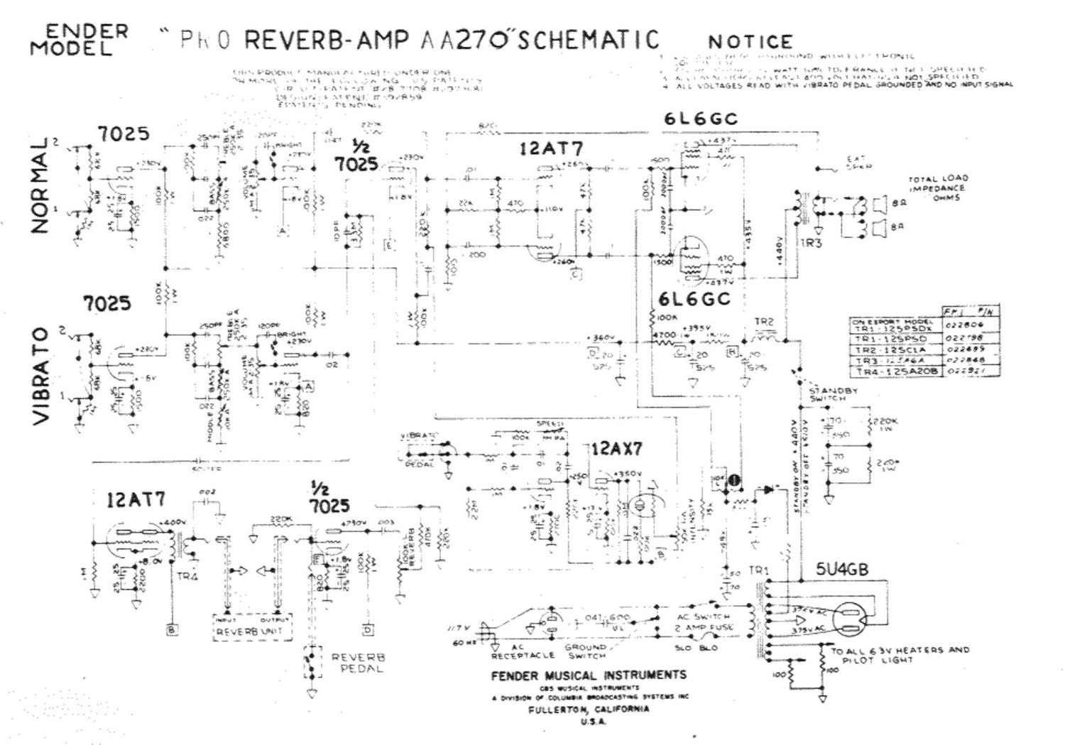 fender proreverb aa270 schematic