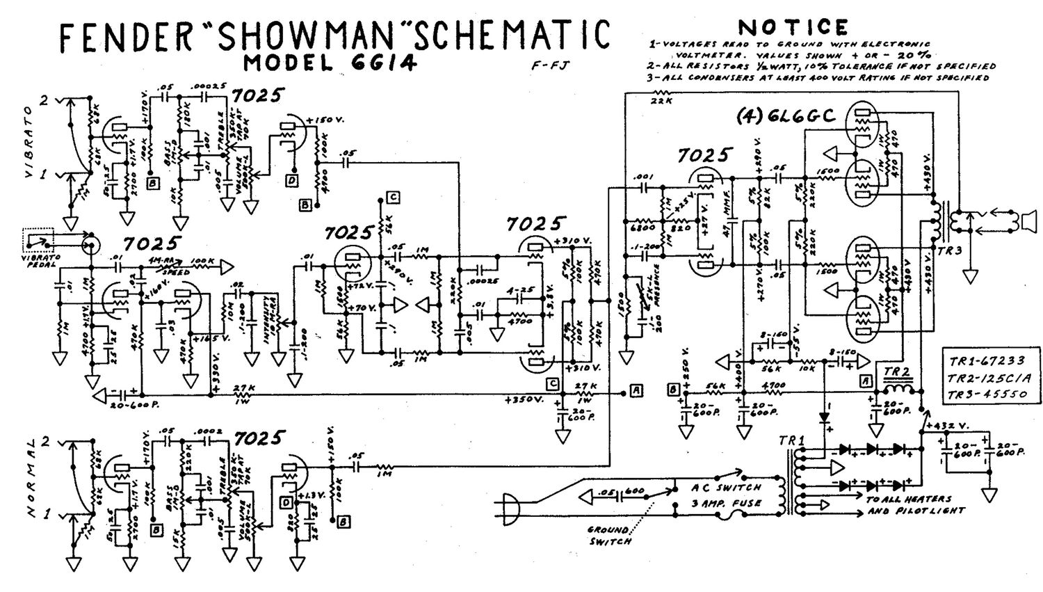 fender showman 6g14 schematic