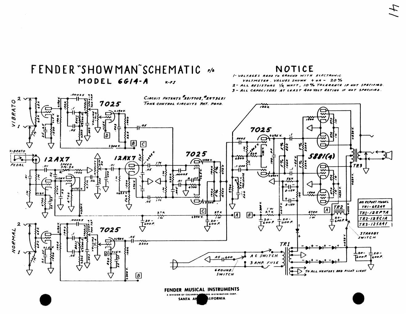 fender showman 6g14a