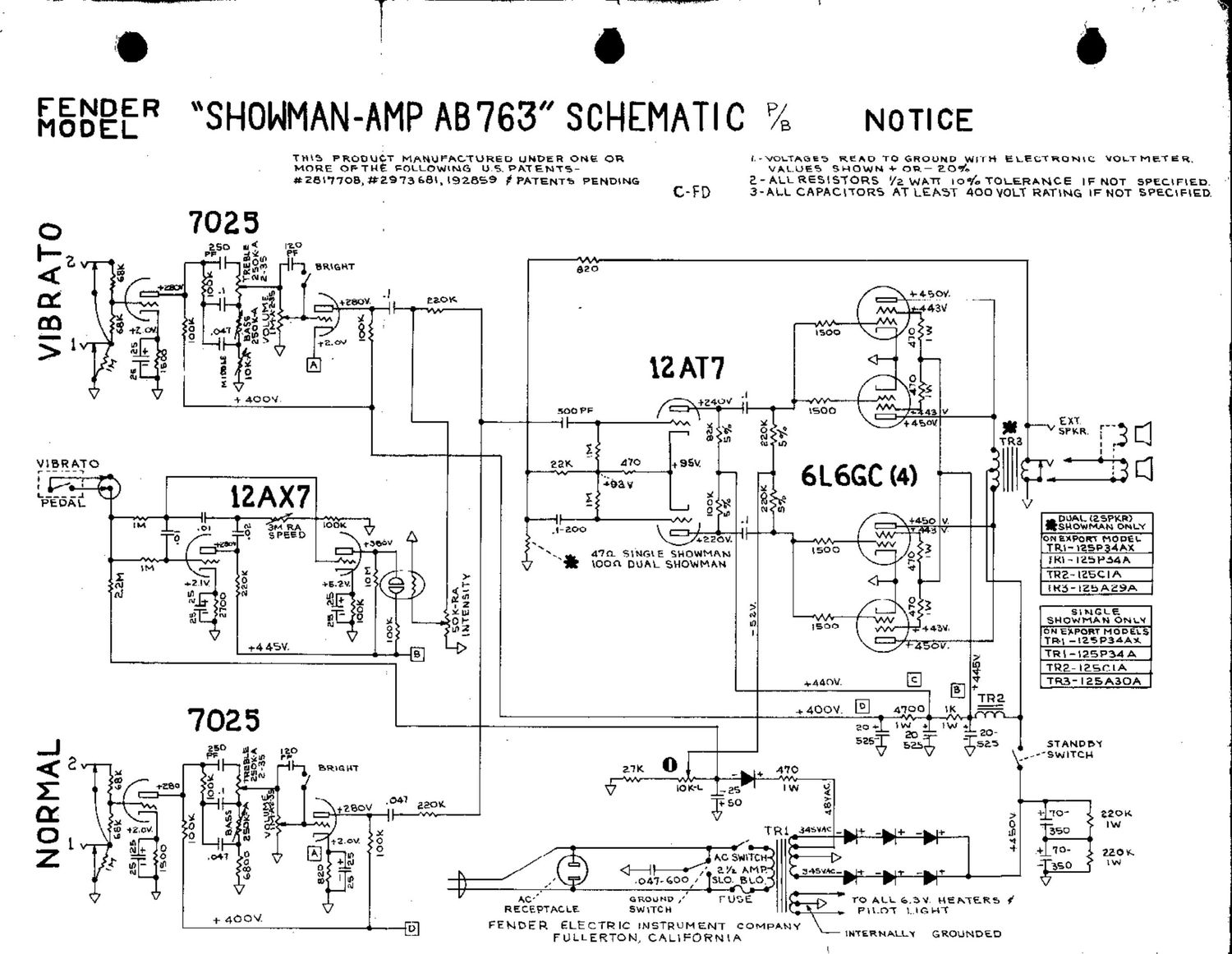 fender showman ab763 schematic