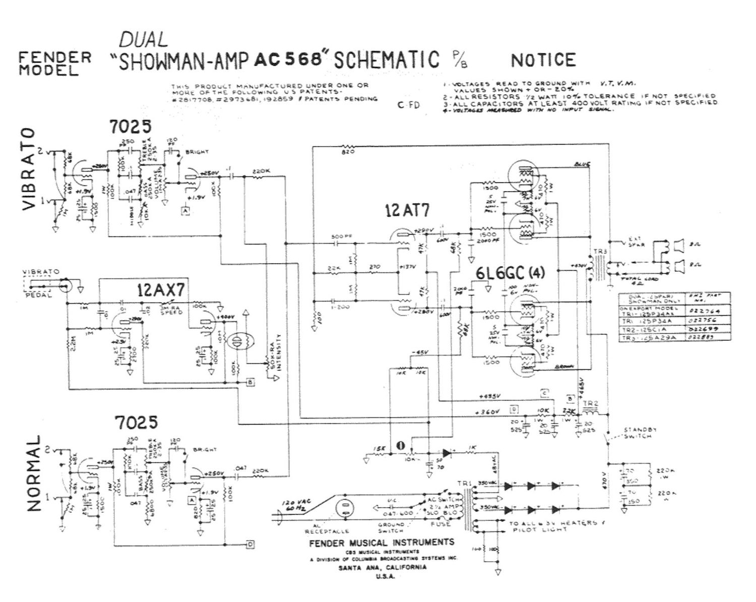 fender showman ac568 dual silverface schematic