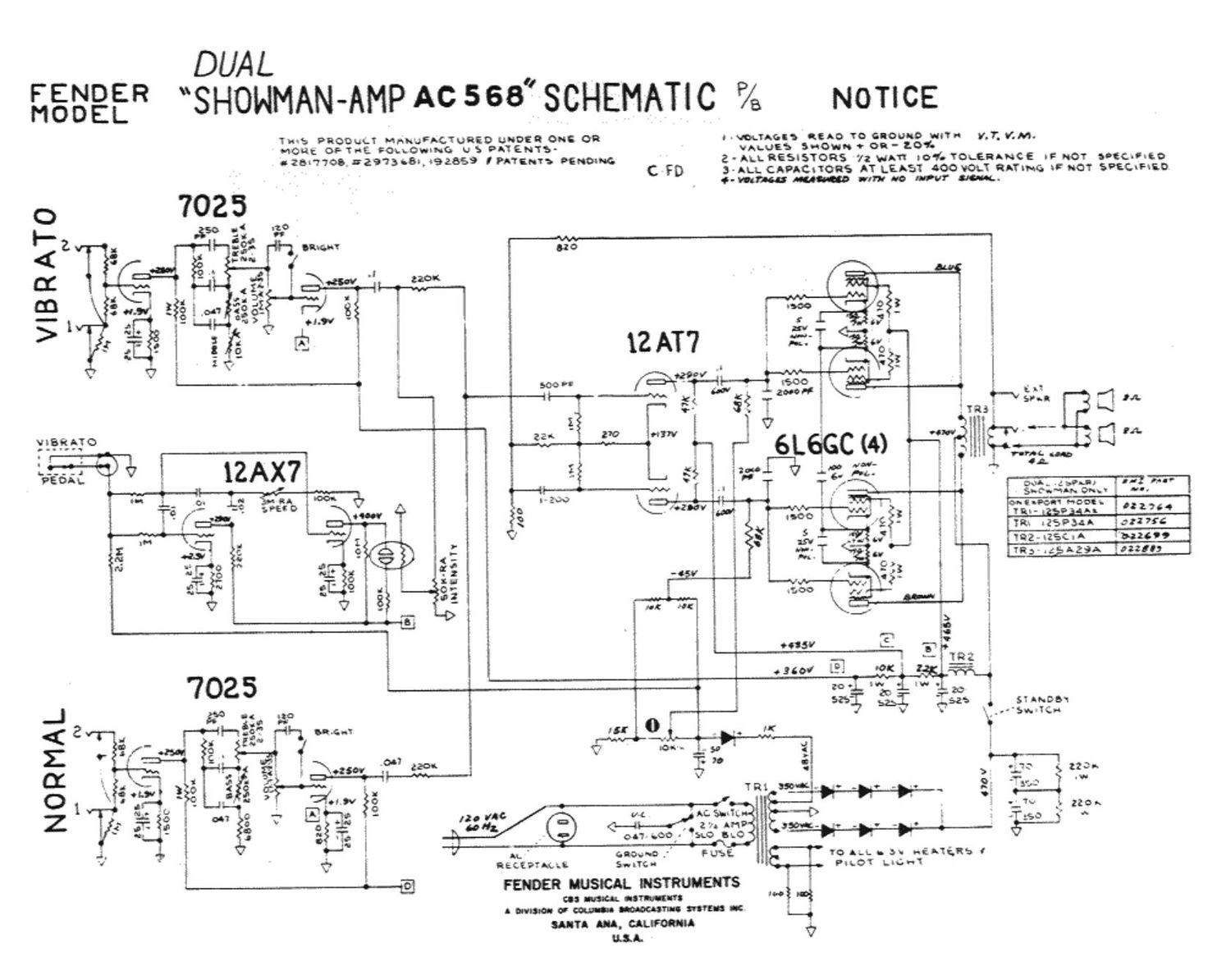 fender showman ac568 schematic