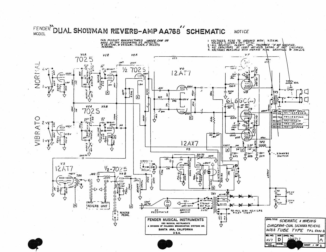 fender showman reverb aa768 schematic