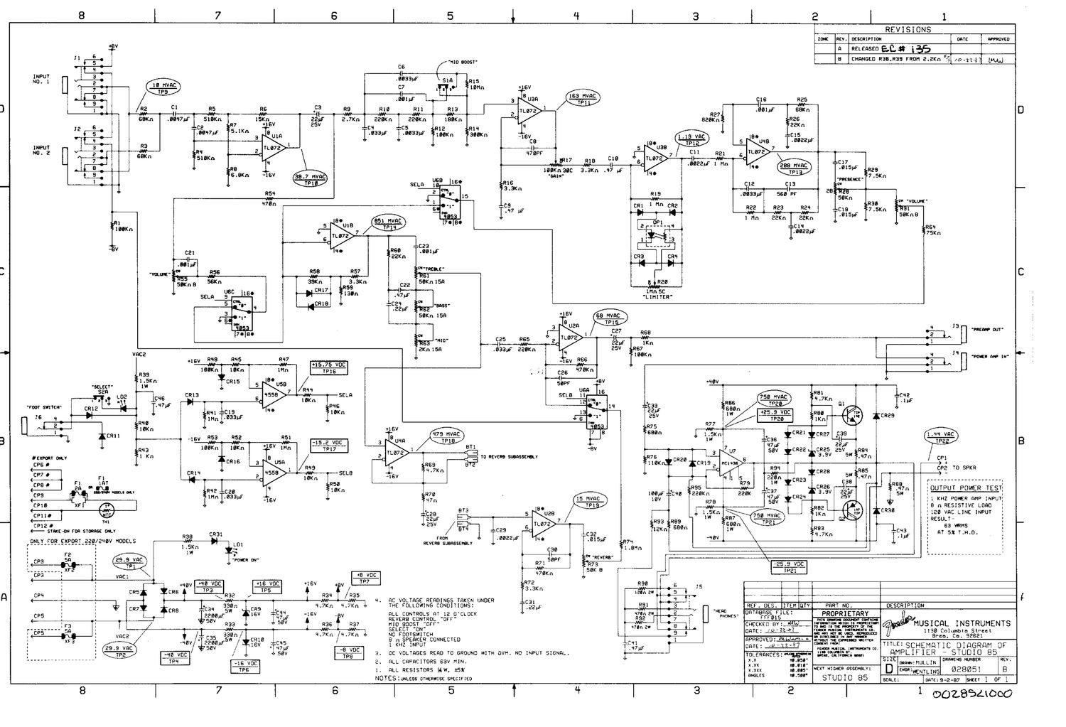 fender studio 85 schematic