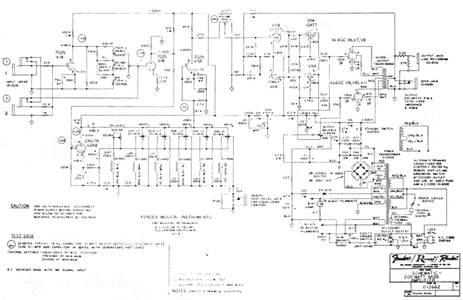 fender studio bass 200w schematic