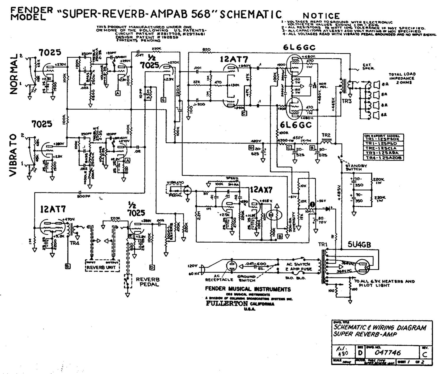 fender super reverb ab568 schematic